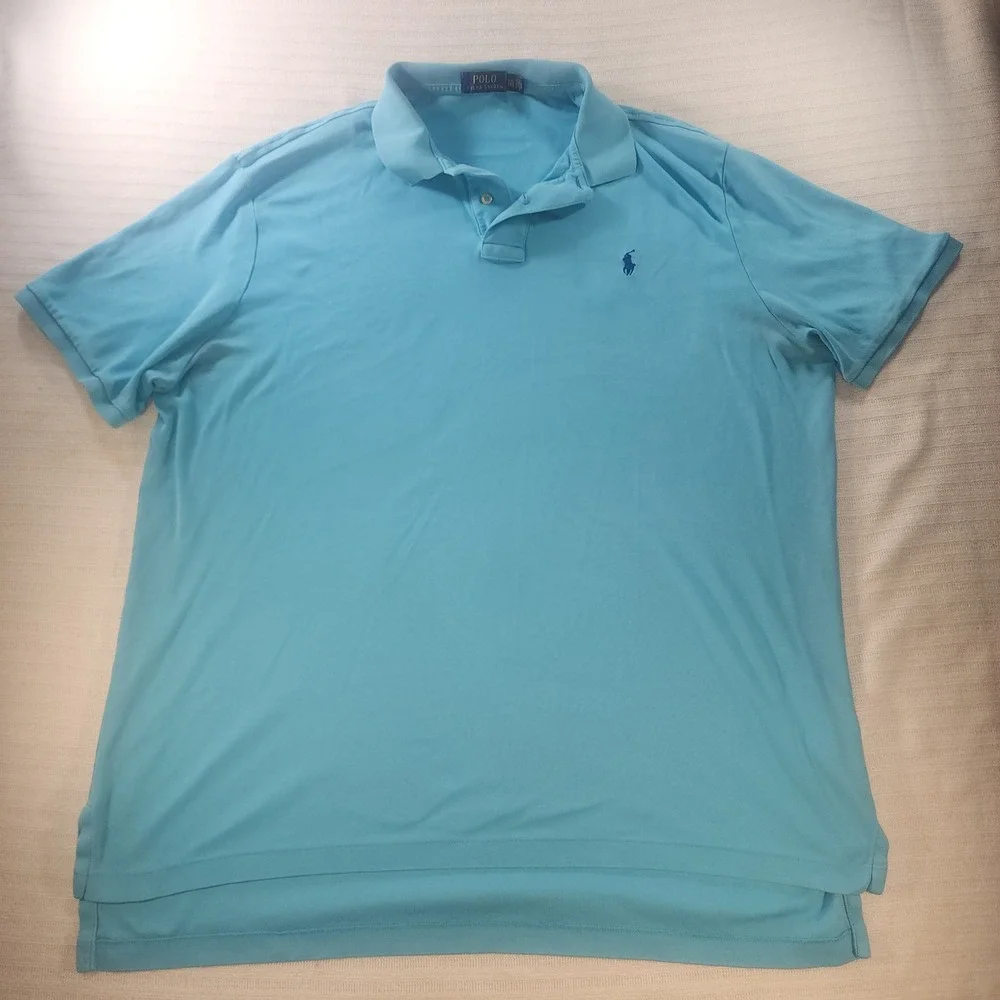Polo Ralph Lauren Mens XXL Classic Fit Short Sleeve Cotton Polo Shirt Light Blue